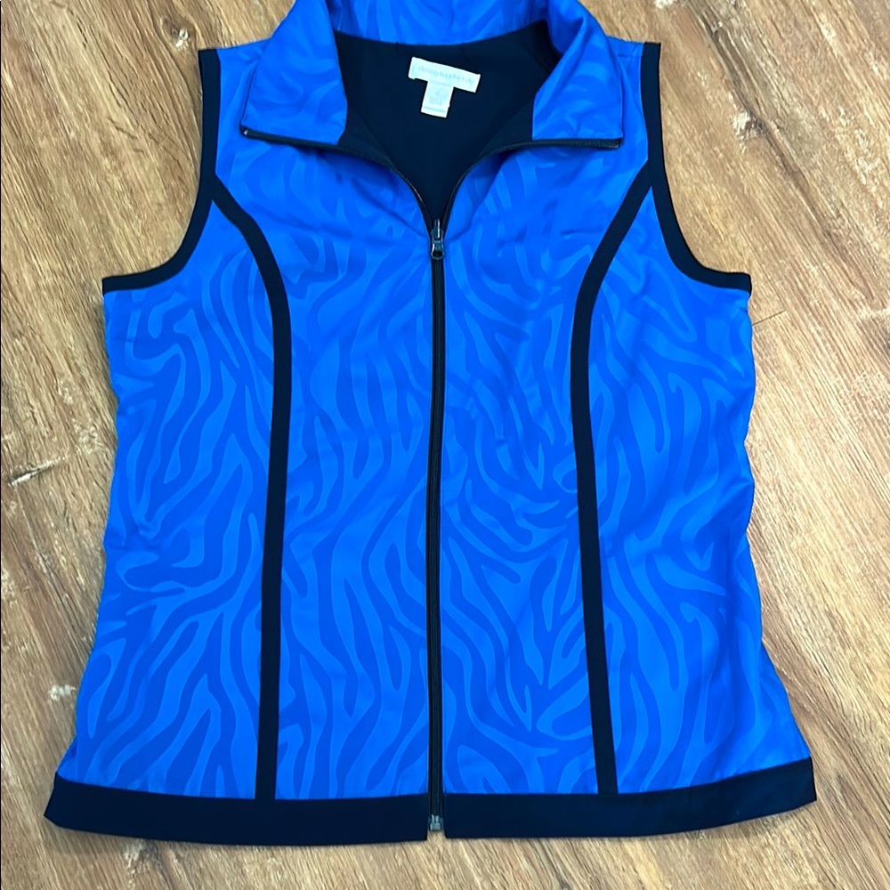 Blue and Black Zip-Up Vest